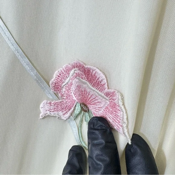 Vintage 90s Blushe Spiegel Embroidered Maxi Dress Size 14 Yellow Sheer Boho Y2K - Picture 4 of 10